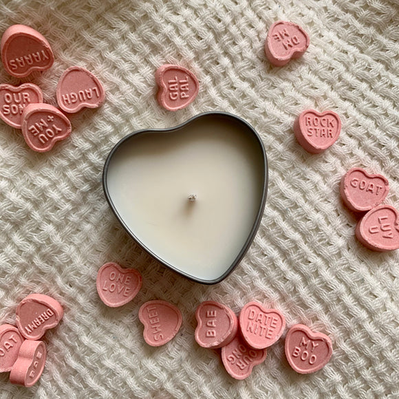 Mini heart tin soy candle