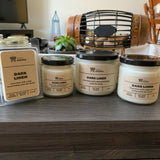 Various sizes of Dark Linen Soy Candles