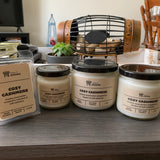 Various sizes of Cozy Cashmere Soy Candles