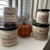 Various sizes of Apple Cider Donut soy candles