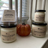 Various sizes of Pumpkin Spice Latte Soy Candles